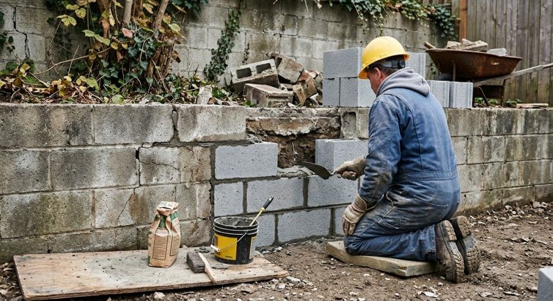 Cinder Block Wall Repair in Larkspur, CA