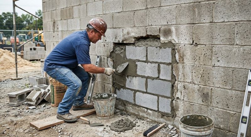 Cinder Block Wall Repair in San Leandro, CA